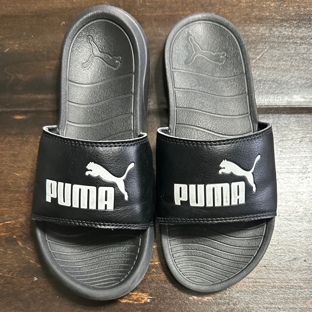 Puma Black and Gray Slide Sandals